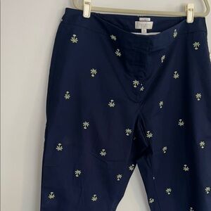 New with tags! Navy Capri Pants with Palm Tree Embroidery